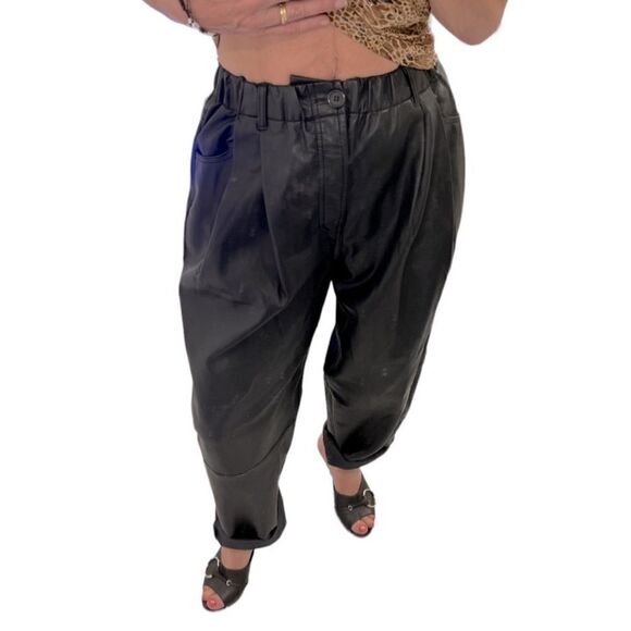 NEW Free People Faux Leather Black Buttons Fly Wide Leg Pants.Size S - Picture 2 of 16